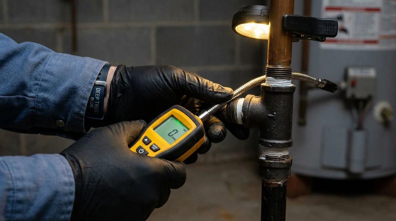 Gas leak detection with electronic sniffer by Johns Plumbing LLC in Brawley