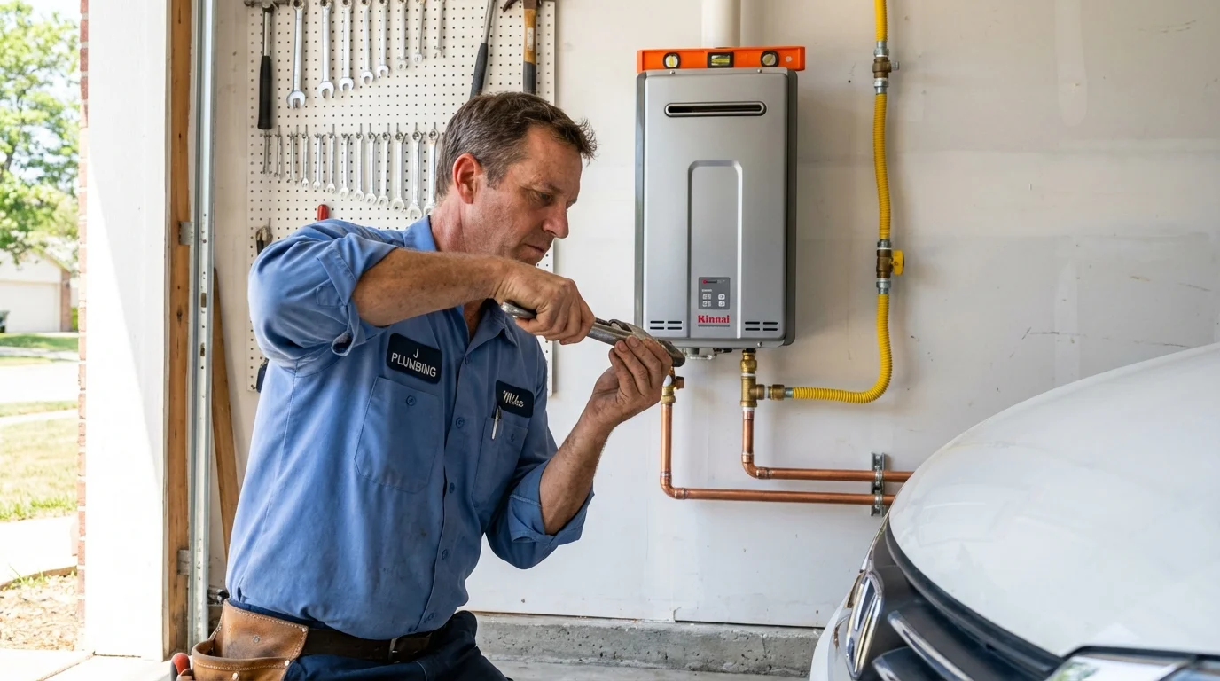 Tankless water heater installation by a Johns Plumbing LLC plumber in Brawley